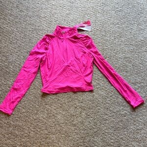 Lilly Pulitzer Hot Pink Long-Sleeve Quarter-Zip crop top